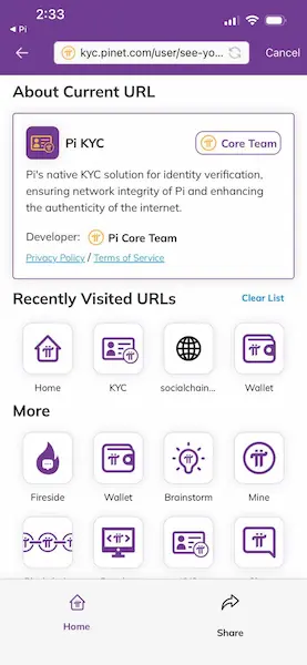 Pi Browser na adresi kyc.pi
