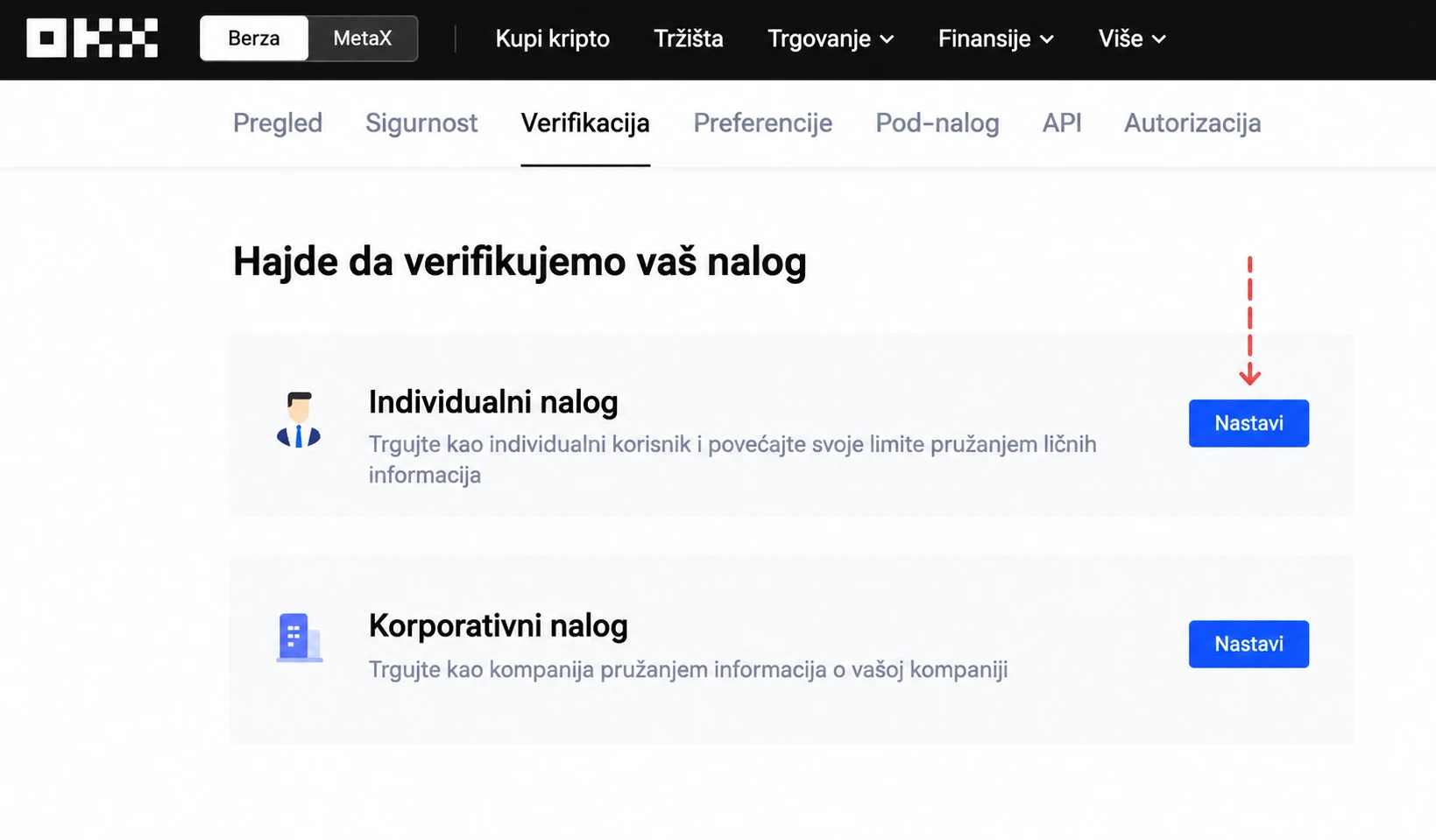 OKX KYC verifikacija
